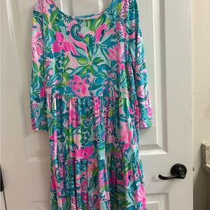 Lilly Pulitzer Pink and Blue Floral Dress. Size L